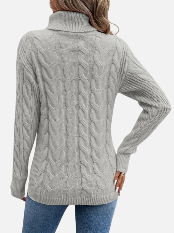 Kirsten | Pull en tricot torsadé avec col roulé – Femme