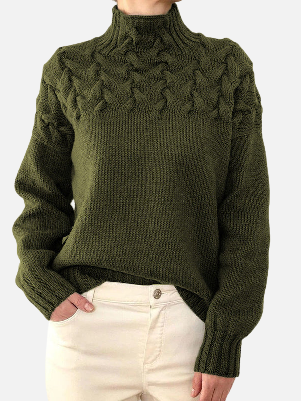 Hanne | Pull à Col Montant en Maille Câble