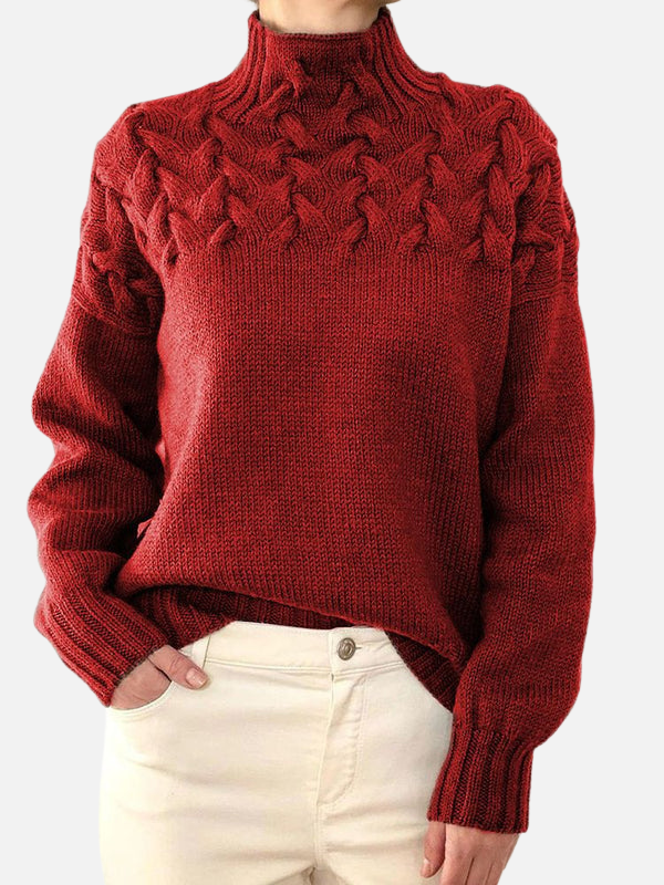 Hanne | Pull à Col Montant en Maille Câble