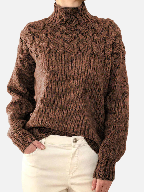 Hanne | Pull à Col Montant en Maille Câble