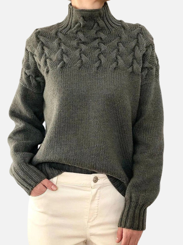 Hanne | Pull à Col Montant en Maille Câble