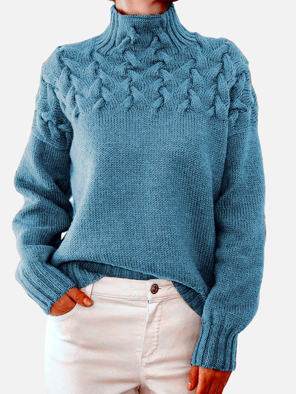 Hanne | Pull à Col Montant en Maille Câble