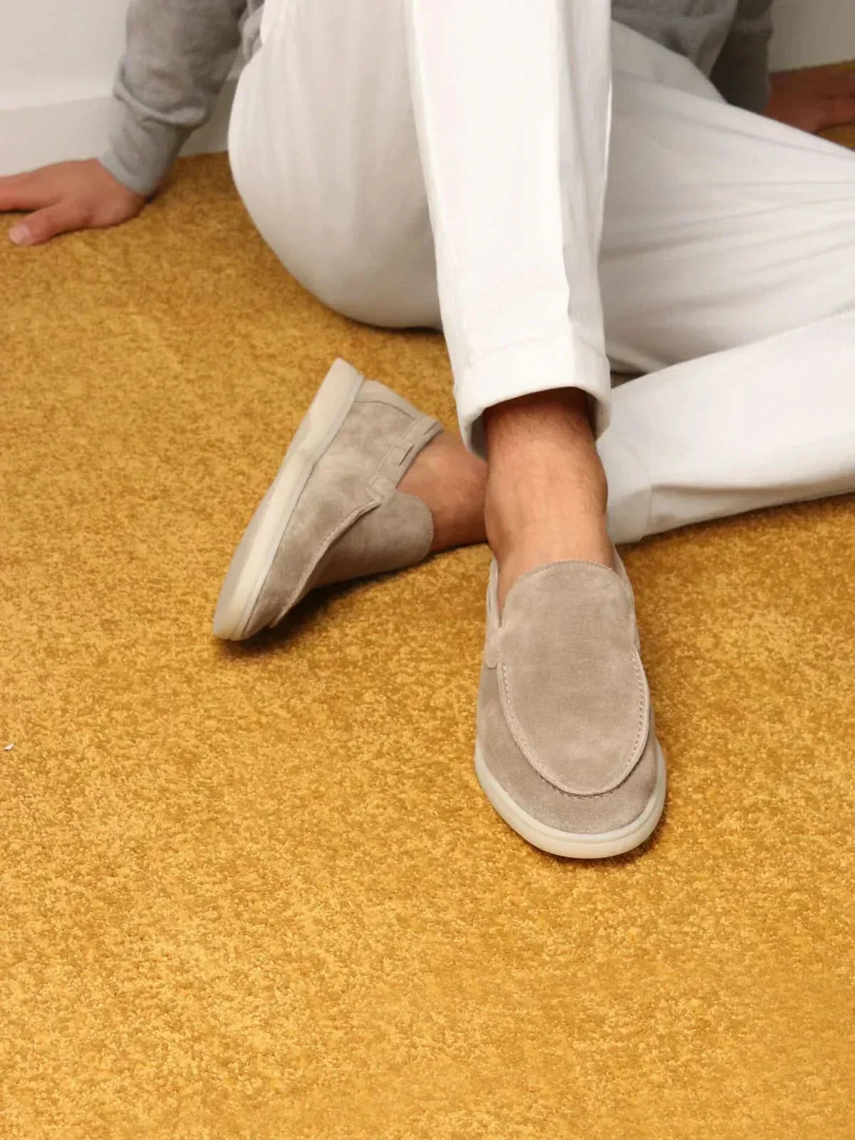 Mocassin en Daim Classique Gris Clair