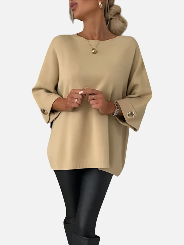 Karen | Pull long en tricot avec détail de bouton
