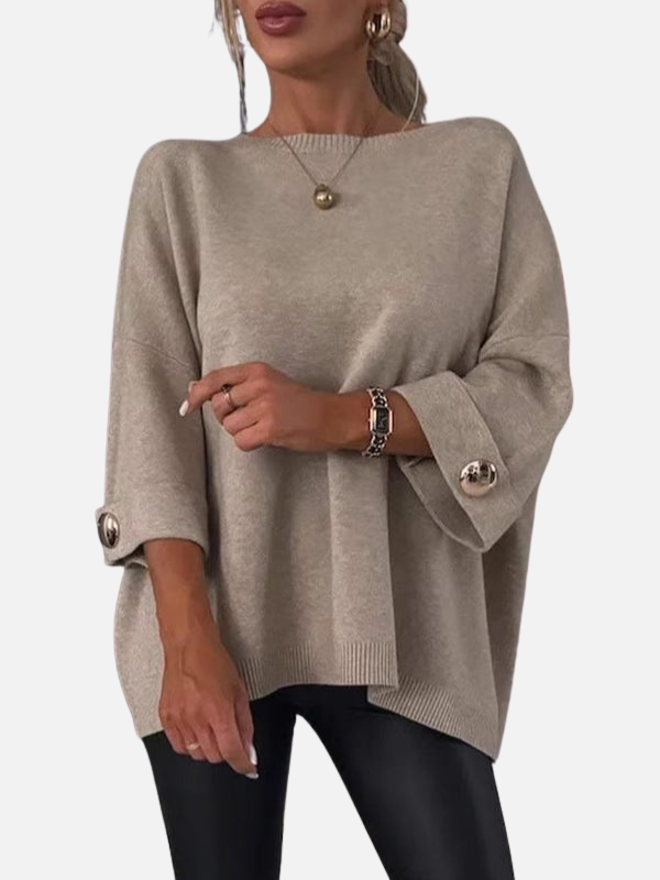 Anne | Pull long en tricot avec détails en boutons