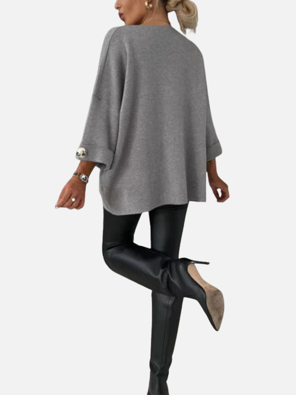 Anne | Pull long en tricot avec détails en boutons