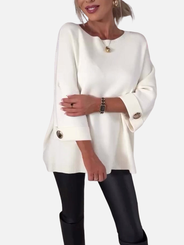 Anne | Pull long en tricot avec détails en boutons