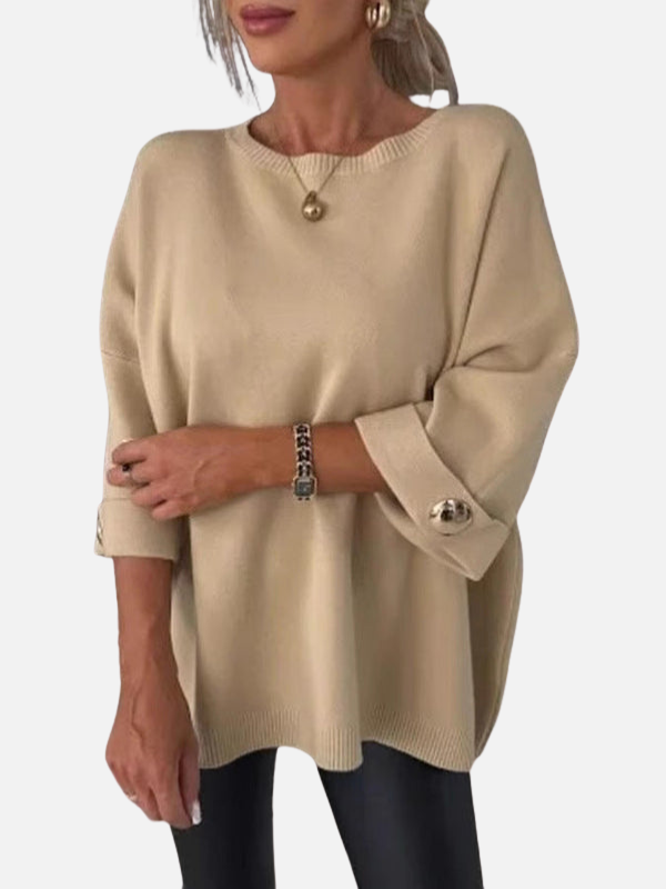 Anne | Pull long en tricot avec détails en boutons