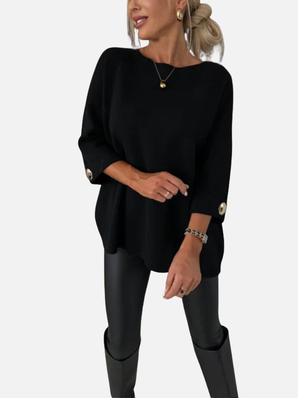 Anne | Pull long en tricot avec détails en boutons