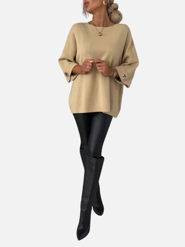 Anne | Pull long en tricot avec détails en boutons