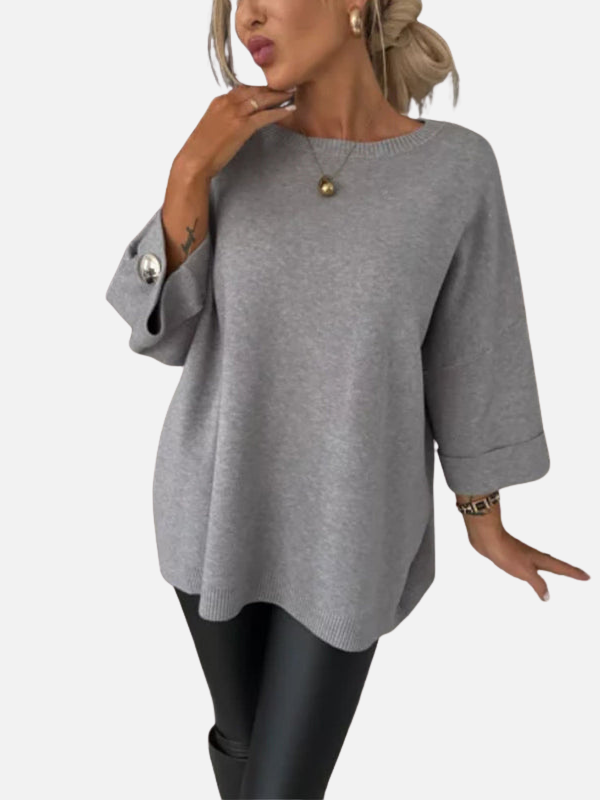 Anne | Pull long en tricot avec détails en boutons