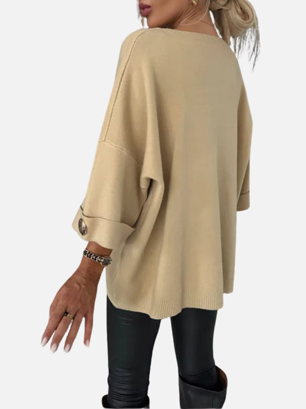 Anne | Pull long en tricot avec détails en boutons