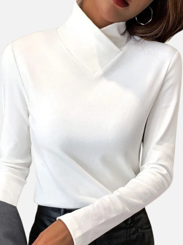 Camilla | Blouse à manches longues avec col montant, Basique