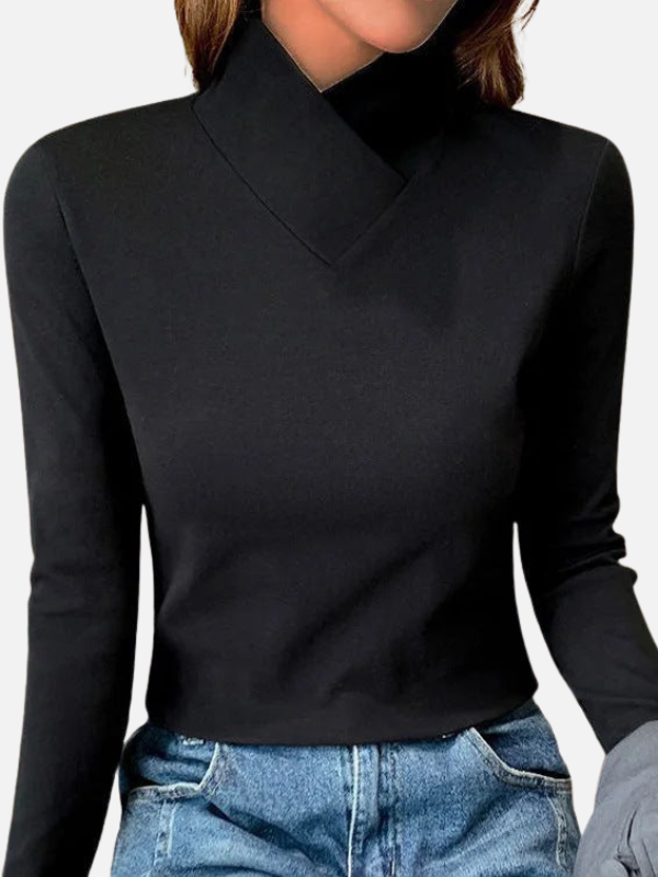 Camilla | Blouse à manches longues avec col montant, Basique