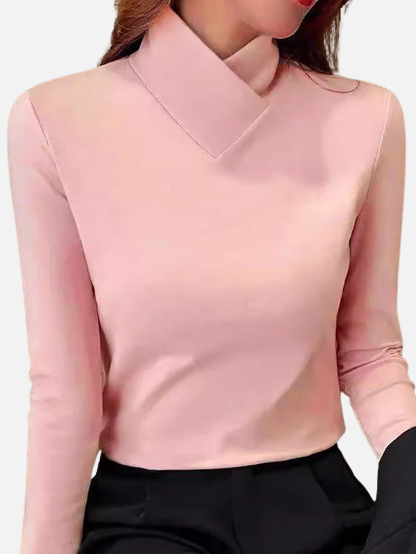 Camilla | Blouse à manches longues avec col montant, Basique