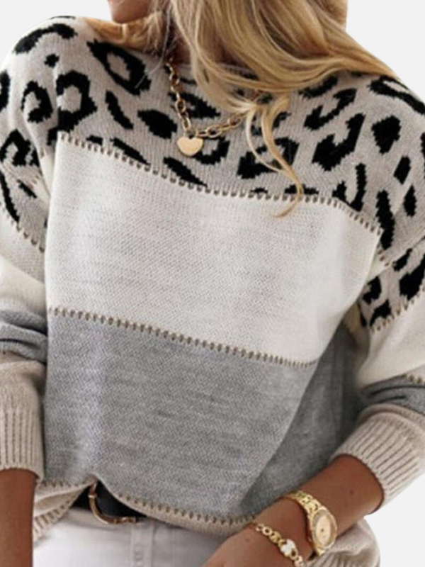 Maria | Pull en tricot léopard à col rond