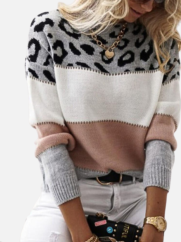 Maria | Pull en tricot léopard à col rond