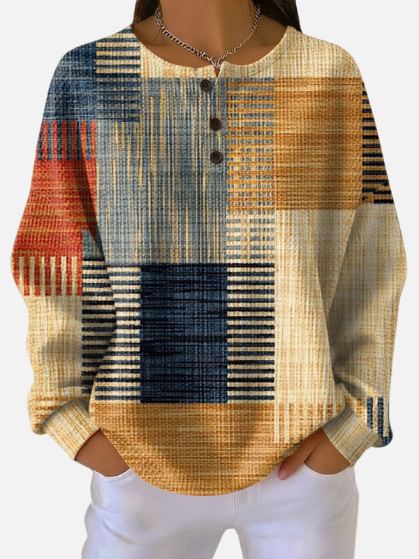Maria | Blouse Henley à motifs avec patte de boutonnage