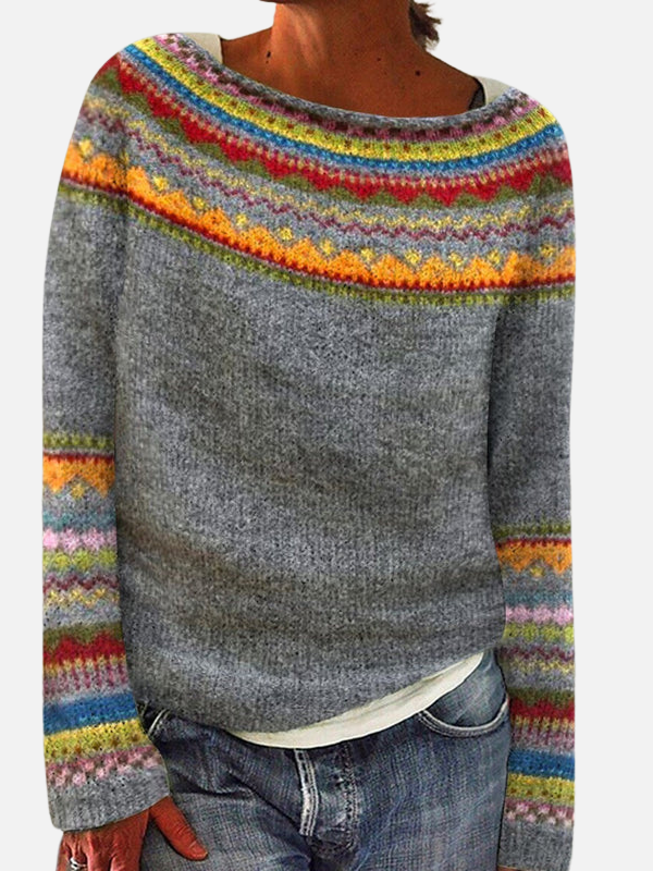 Susanne | Pull en tricot à motif avec col rond