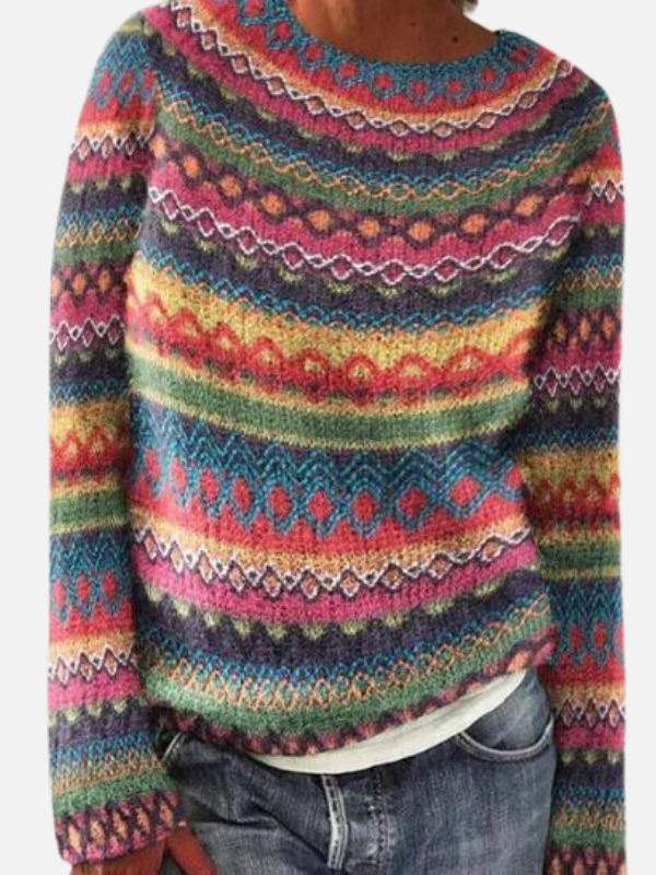 Susanne | Pull en tricot à motif avec col rond