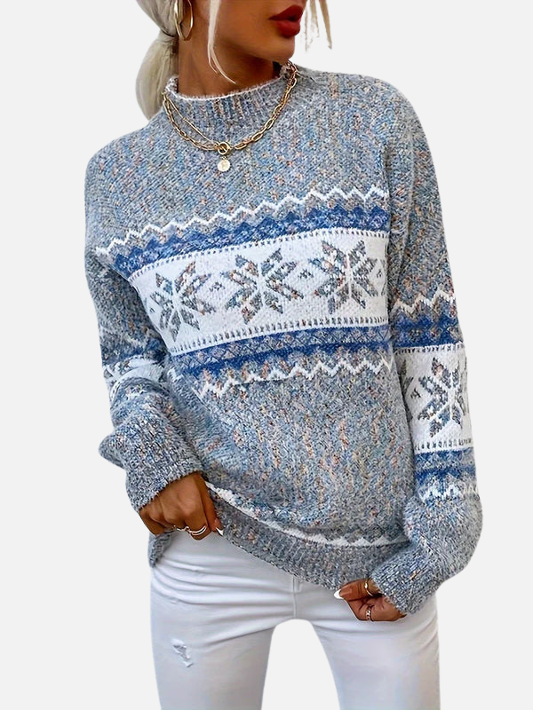 Maria | Pull en tricot à motifs avec flocons de neige