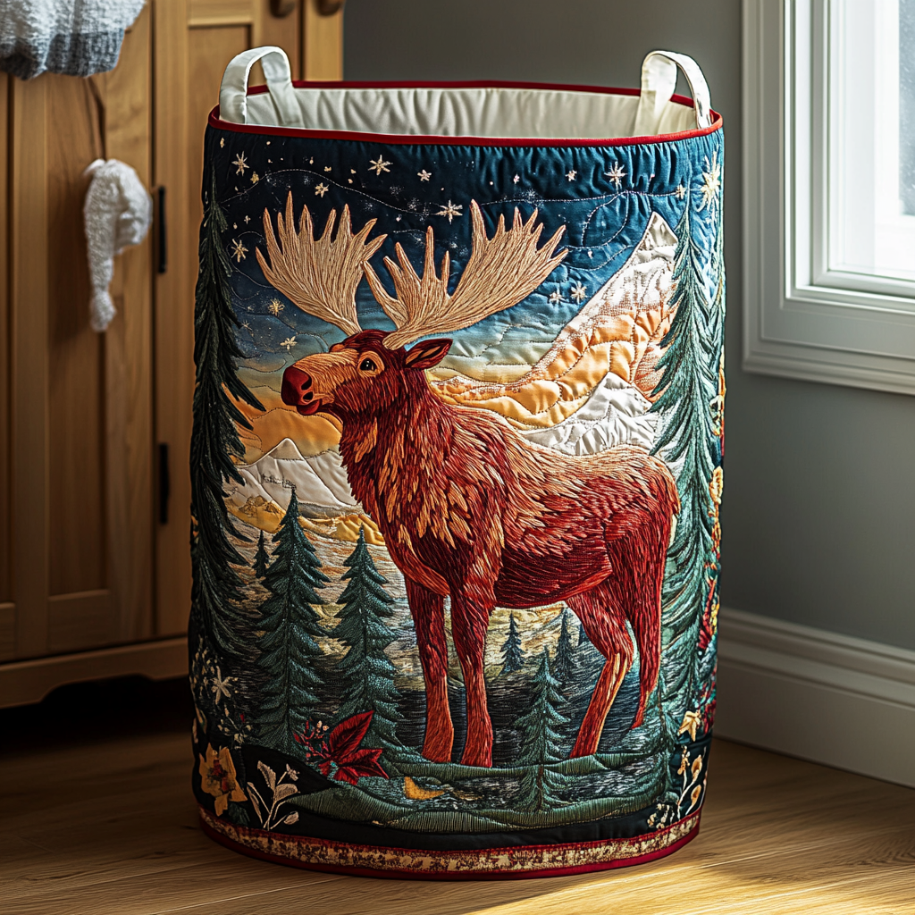 Olwen™ | Panier à linge matelassé Forêt