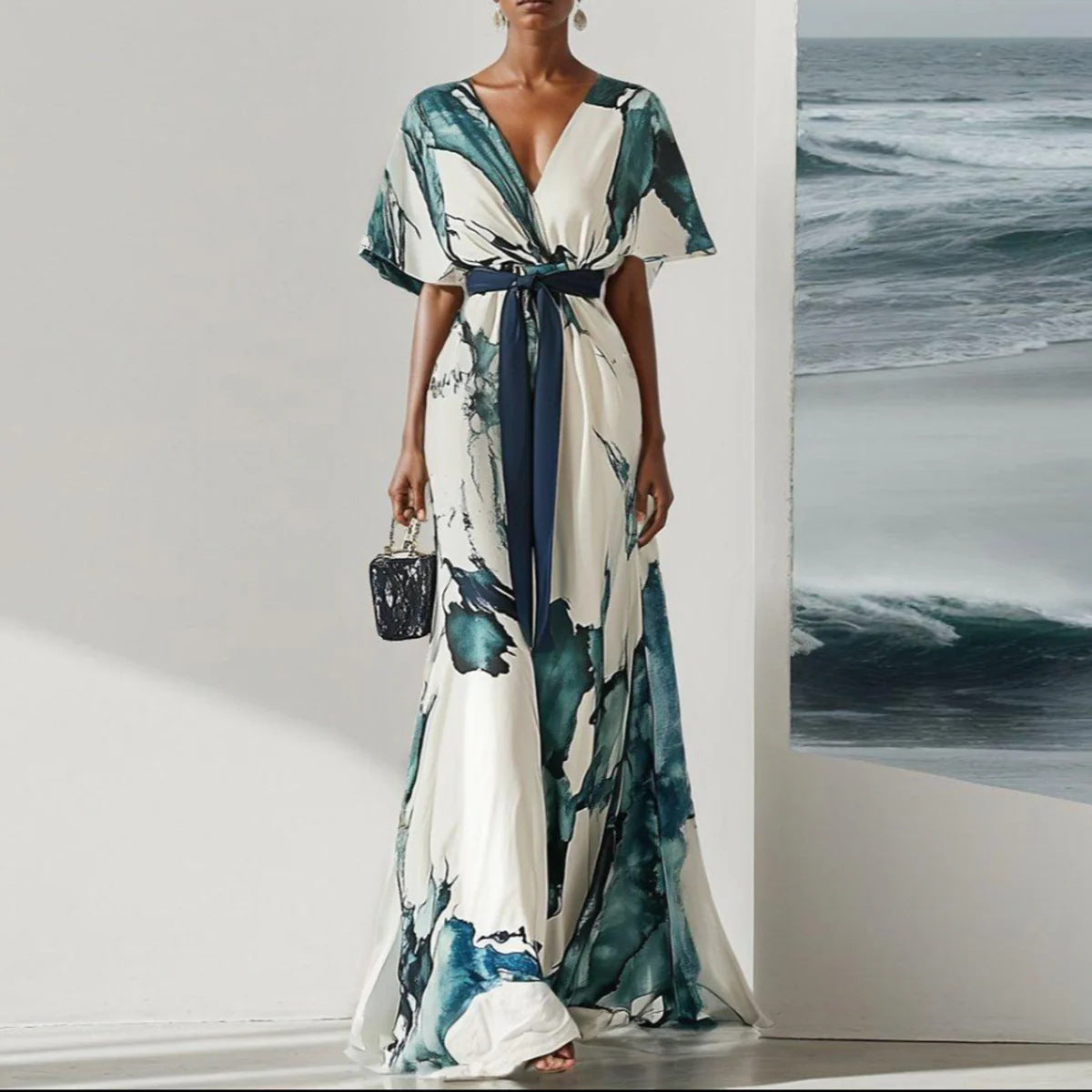 Nayla™ | Robe longue avec motif aquarelle