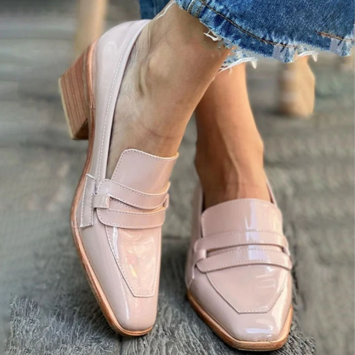 Olga™ - Chaussons en cuir rose