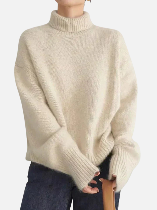 Anne | Pull oversized à col roulé en tricot doux