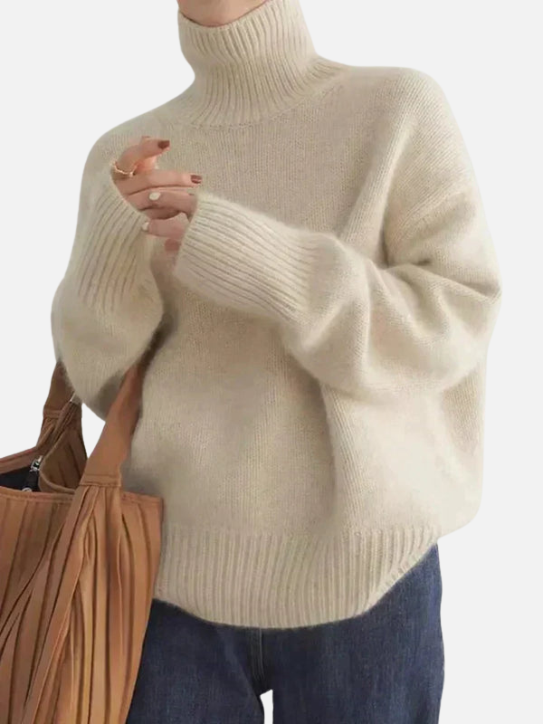 Anne | Pull oversized à col roulé en tricot doux