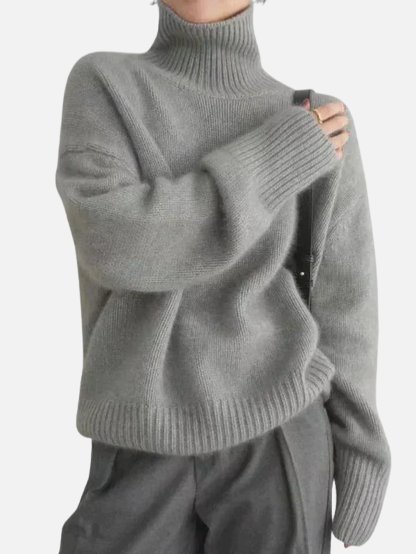 Anne | Pull oversized à col roulé en tricot doux