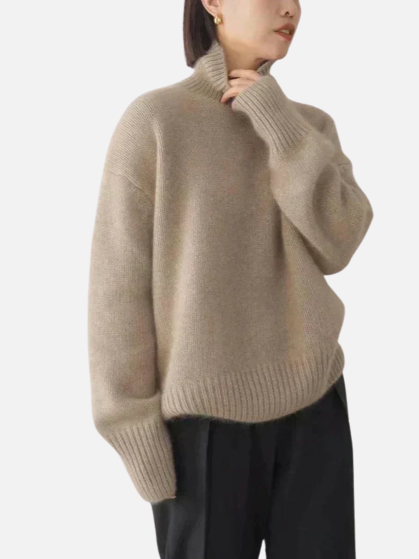Anne | Pull oversized à col roulé en tricot doux