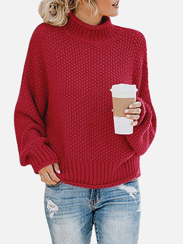 Anna | Pull à col roulé oversize en tricot épais