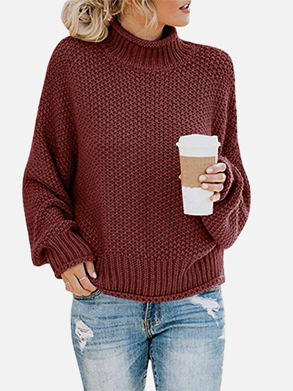 Anna | Pull à col roulé oversize en tricot épais