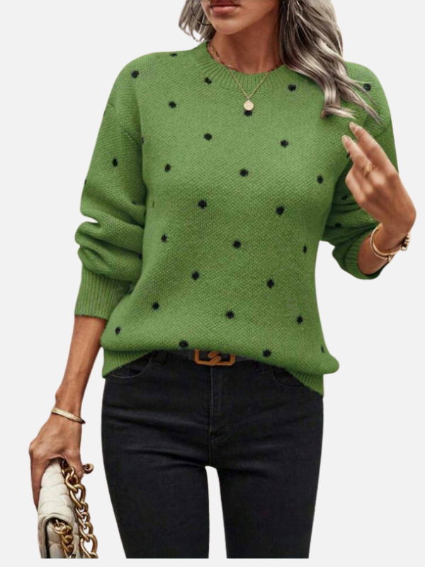 Lene | Pull en tricot à pois avec col rond