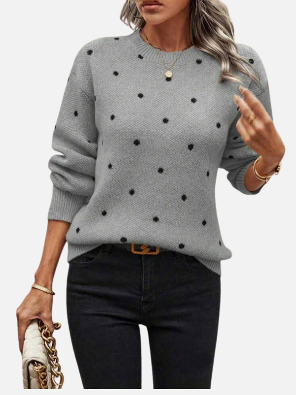 Lene | Pull en tricot à pois avec col rond