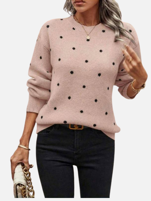 Lene | Pull en tricot à pois avec col rond