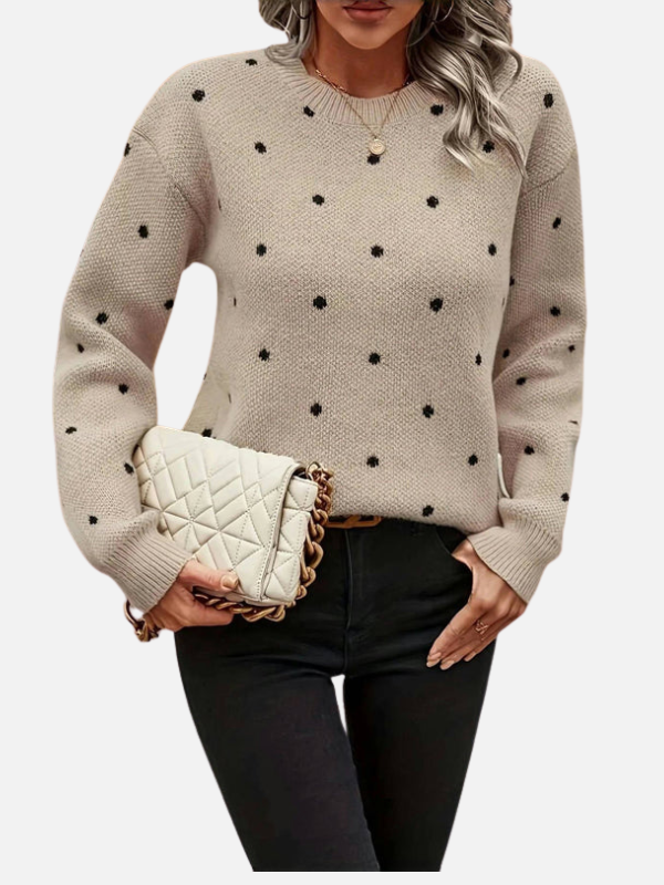 Lene | Pull en tricot à pois avec col rond