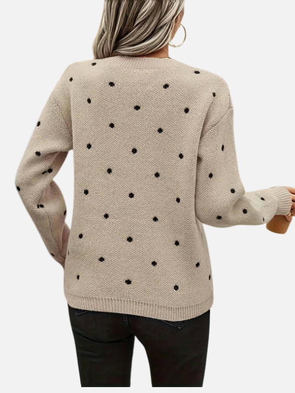 Lene | Pull en tricot à pois avec col rond