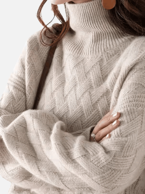 Anne | Pull à col roulé en tricot structuré doux