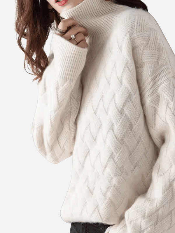 Anne | Pull à col roulé en tricot structuré doux