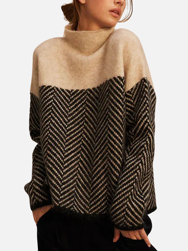 Camilla | Pull à col roulé avec motif en chevrons