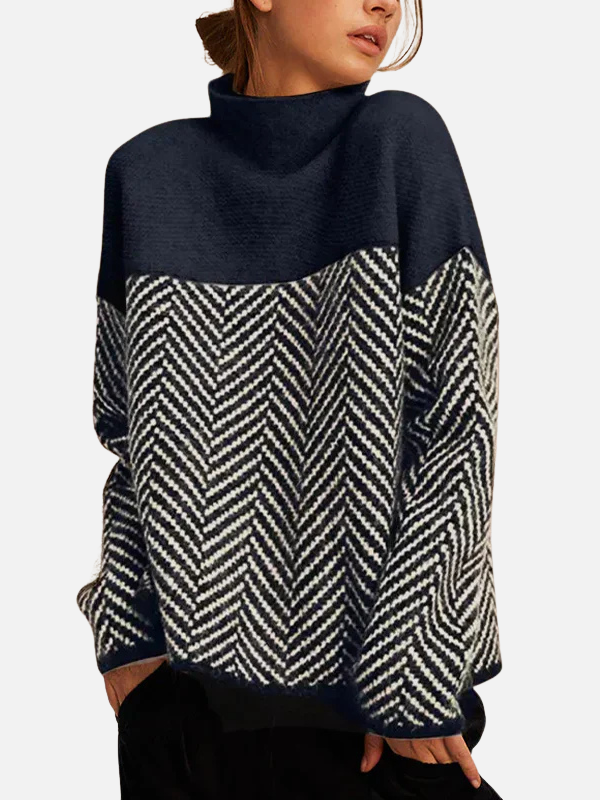 Camilla | Pull à col roulé avec motif en chevrons