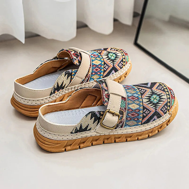 Hannah | Mules à enfiler à motif boho