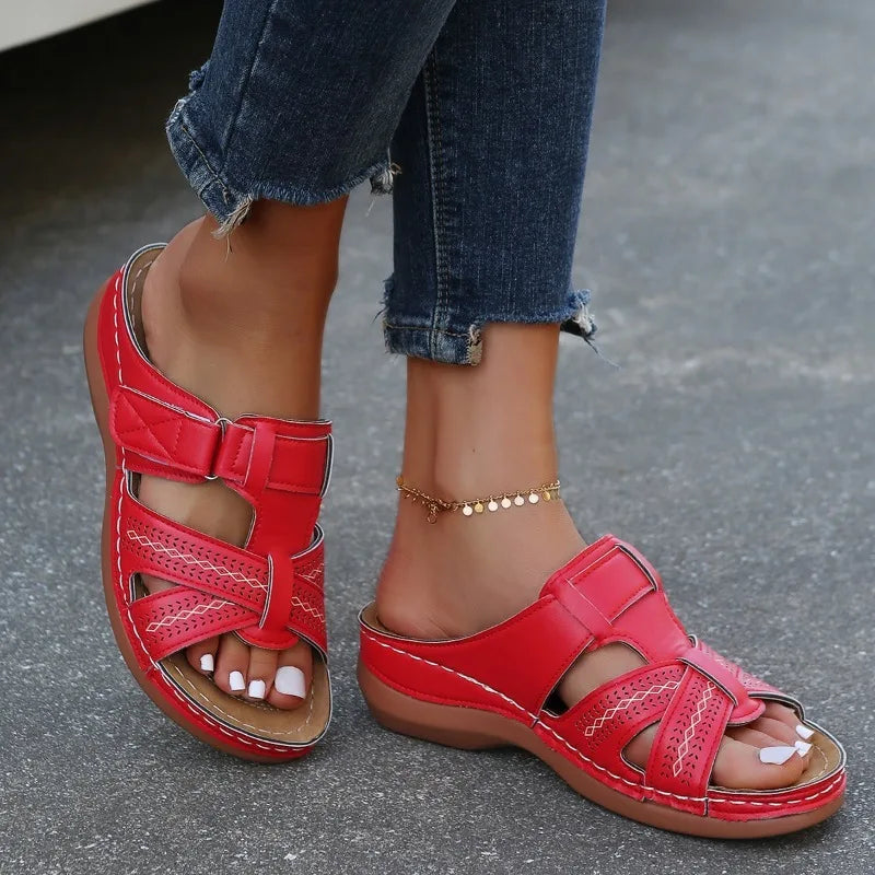 Gaia™ | Sandales à talons compensés orthopédiques vintage pour femmes