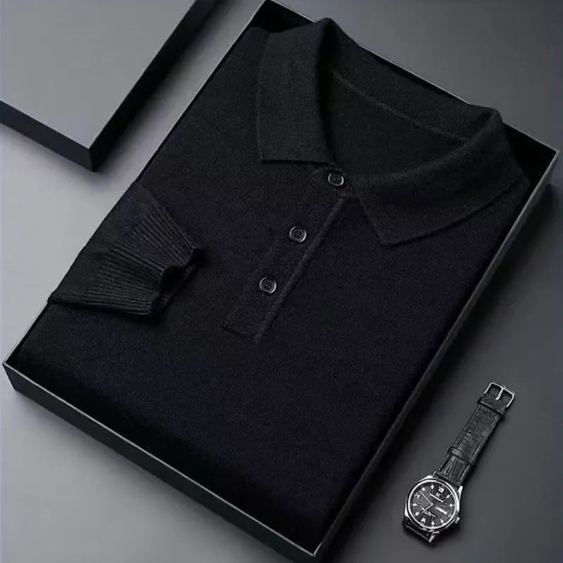 Pull en tricot pour hommes avec col polo et patte de boutonnage | Valcor Zurich