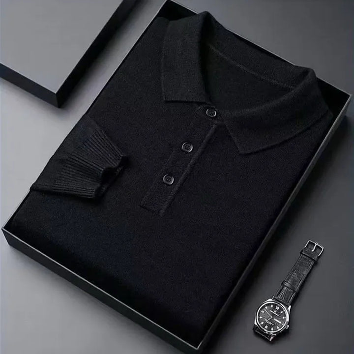 Pull en tricot pour hommes avec col polo et patte de boutonnage | Aveloire Paris
