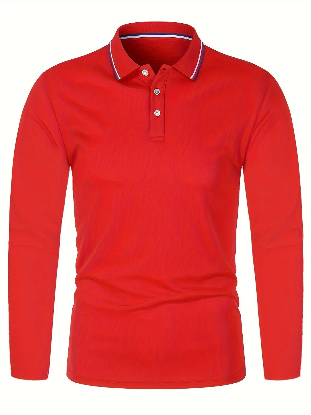 Polo à manches longues pour hommes avec patte de boutonnage et col contrasté | Valcor Zurich