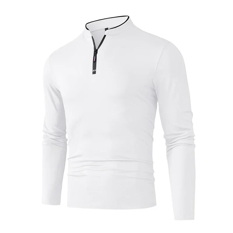 T-shirt à manches longues pour hommes avec col montant et fermeture éclair quart | Valcor Zürich