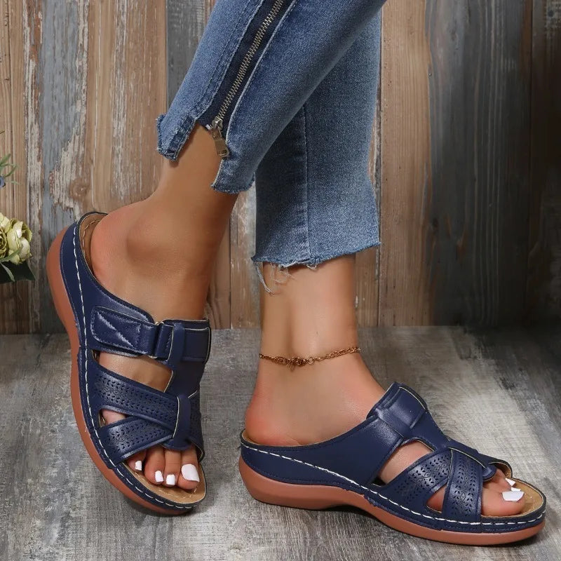 Gaia™ | Sandales à talons compensés orthopédiques vintage pour femmes